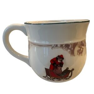VTG Hallmark Santa Sleigh  JUMBO Mug 16 oz Reindeers Holiday Scene Village